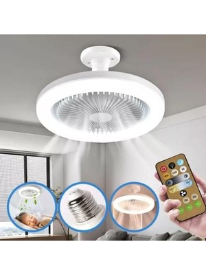 3 Işık Modlu,  Dinlenebilir, 3 Fan Hızlı, Kumandalı, Pervaneli, 42 Watt Çok Kaliteli LED Fan Ampul,