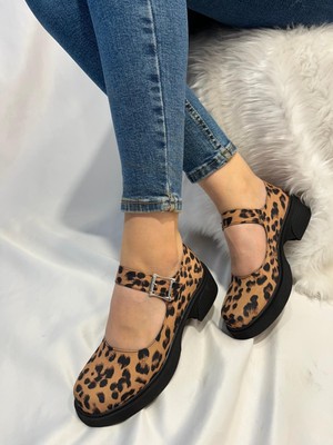 Hco Shoes Kadın Kemer Detaylı Casual Leopar Laofer