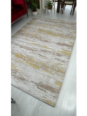 Eyprich Sarı Firuze Model Lastikli Kadife Halı Örtüsü 4m2-160x230