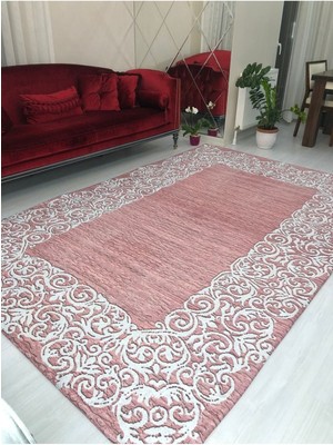 Eyprich Suyolu Pembe Model Lastikli Kadife Halı Örtüsü ( 4 M2 ) 160x230