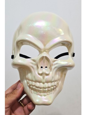 Atölye Mi Beyaz Parlak Kuru Kafa Halloween Maske Cadılar Bayramı Kurukafa Maske