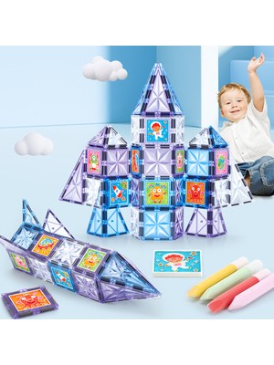 Oggia Magnepaint 58 Parçalı Premium Manyetik Oyuncak/bloklar Seti (Boyanabilen Bloklar) (Kbdj-58)