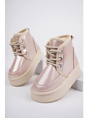 Muggo Puffy Kalın Taban Içi Tüylü Bağcıklı Günlük Yarım Çocuk Bot