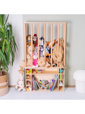 Orfis Kids Montessori Pelüş Oyuncak Depolama ve Geniş Kitaplık