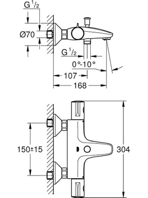 Grohe Grohtherm 800 Termostatik Banyo Bataryası - 34576000