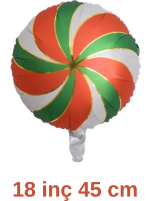 Bakbinevar Yılbaşı Kırmızı Yeşil Şeker Folyo Balon 45 cm