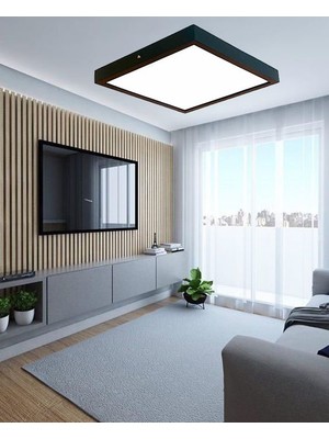 Wood Design World Ahşap Siyah Çerçeveli Tavan LED Aydınlatma Avize