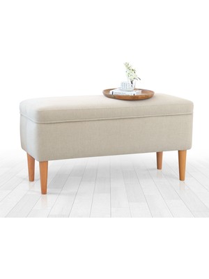 Lorence Home Glend Sandıklı Bench Puf - Krem