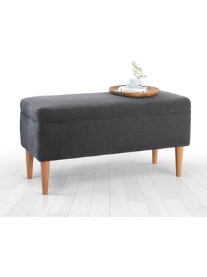 Lorence Home Glend Sandıklı Bench Puf - Gri