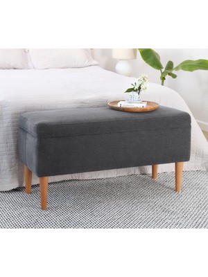 Lorence Home Glend Sandıklı Bench Puf - Gri