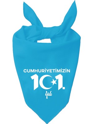 Cumhuriyet 101 Yıl Ay Yıldız Tasarımı Baskılı Fular
