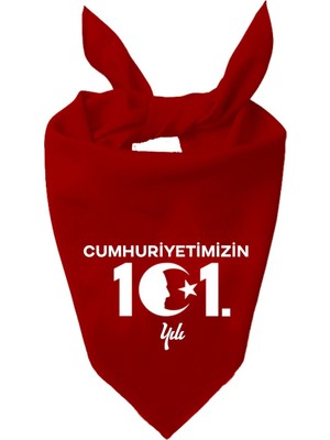 Cumhuriyet 101 Yıl Tasarımı Tek Renk Fular