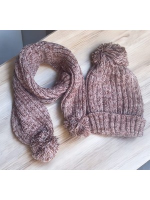 Bebeğime Çorap Ponponlu Atkı-Bere Takımı /çocuk Atkı-Bere Takımı