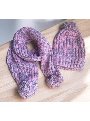 Bebeğime Çorap Ponponlu Atkı-Bere Takımı /çocuk Atkı-Bere Takımı