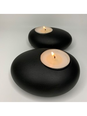 Morlalem 9,6cm Çakıl Taş Tealight Mumluk Silikon Kalıp K-1352, Kokulu Taş Sabun Alçı Mum Kalıbı