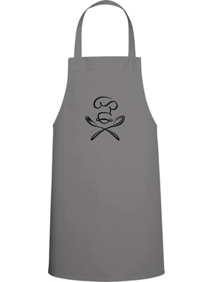 Chef Özel Baskılı Chef Mutfak Önlüğü Gri