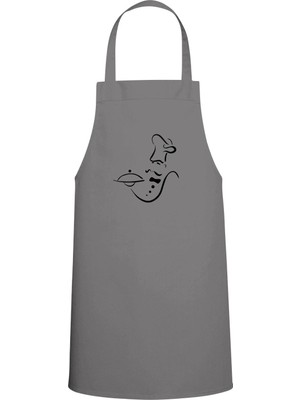 Chef Özel Baskılı Chef Mutfak Önlüğü Gri