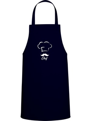 Erkek Chef Özel Baskılı Mutfak Önlüğü Lacivert