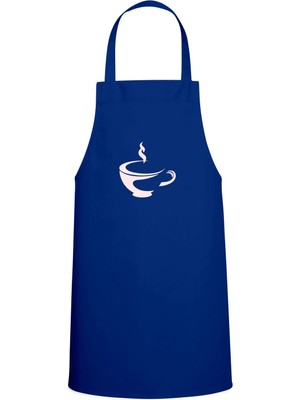 Coffee Temalı Özel Baskı Chef Mutfak Önlüğü Saks Mavisi