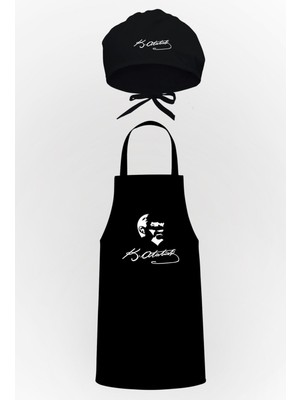 K.atatürk ve Atatürk Silüet Tasarım Mutfak Önlüğü & Bone Avantaj Paketi