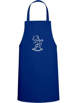 Enfes Chef Şapkası Özel Baskılı Chef Mutfak Önlüğü Saks Mavisi