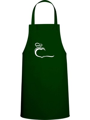 Kalpli Chef Şapkası Özel Baskılı Chef Mutfak Önlüğü Avcı Yeşili