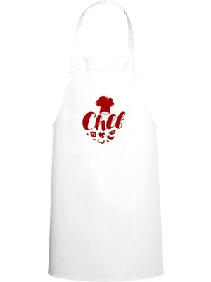Chef Yazılı Sebze Tasarım Özel Baskılı Chef Mutfak Önlüğü Beyaz