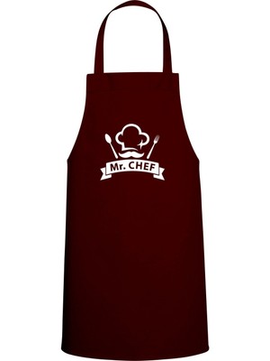 Chef Özel Baskılı Chef Mutfak Önlüğü Bordo