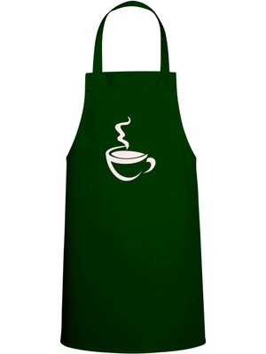 Coffee Tasarım Özel Baskılı Chef Mutfak Önlüğü Avcı Yeşili