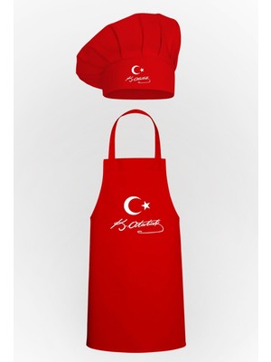 Ayyıldız ve K.atatürk Imzalı Tasarım Mutfak Önlüğü & Mantar Bone Avantaj Paketi