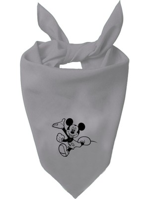 Mickey Mouse Tasarım Tek Renk Fular