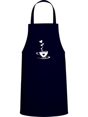 Kalpli Kahve Tasarım Özel Baskılı Chef Mutfak Önlüğü Lacivert