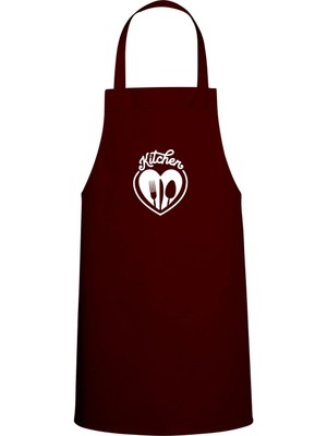 Kitchen Özel Baskılı Chef Mutfak Önlüğü Bordo