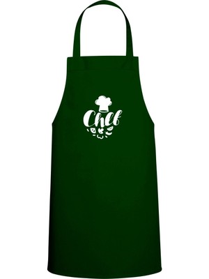 Chef Yazılı Sebze Tasarım Özel Baskılı Chef Mutfak Önlüğü Avcı Yeşili
