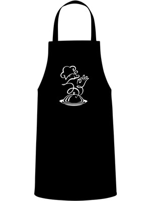 Silüet Chef Tasarım Özel Baskılı Chef Mutfak Önlüğü Siyah