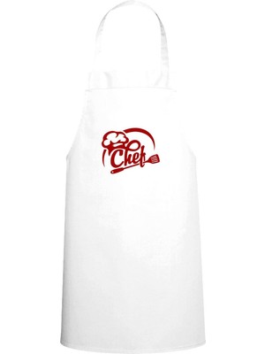 Chef Spatula Tasarım Özel Baskılı Chef Mutfak Önlüğü Beyaz