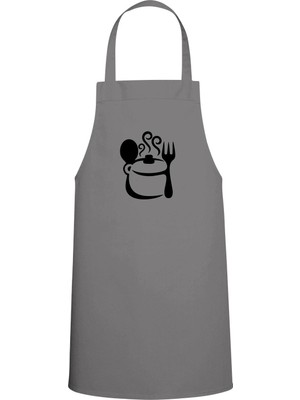 Chef Özel Baskılı Chef Mutfak Önlüğü Gri
