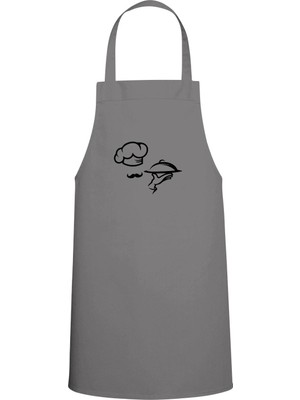 Aşçı Özel Baskılı Chef Mutfak Önlüğü Gri