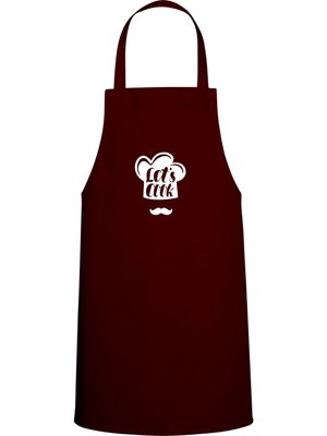 Chef Özel Baskılı Chef Mutfak Önlüğü Bordo