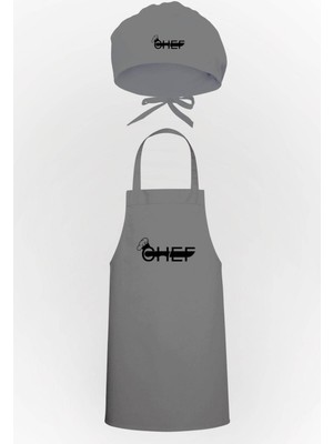 Chef Bıçağı Tasarım Mutfak Önlüğü & Bone Avantaj Paketi