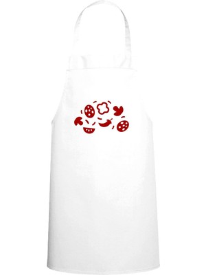 Sebze Tasarım Özel Baskılı Chef Mutfak Önlüğü Beyaz