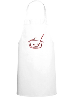 Temcere & Kepçe Özel Baskılı Chef Mutfak Önlüğü Beyaz