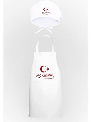 Ayyıldız ve K.atatürk Imzalı Tasarım Mutfak Önlüğü & Bone Avantaj Paketi