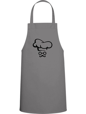 Erkek Chef Özel Baskılı Chef Mutfak Önlüğü Gri