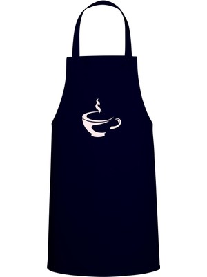 Coffee Temalı Özel Baskı Chef Mutfak Önlüğü Lacivert