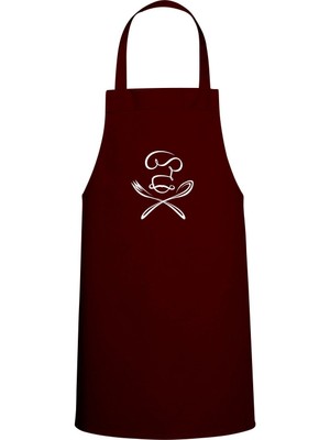Chef Özel Baskılı Chef Mutfak Önlüğü Bordo