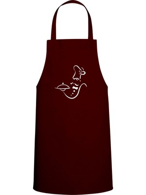 Chef Özel Baskılı Chef Mutfak Önlüğü Bordo