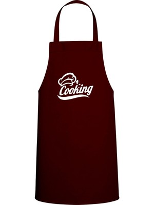 Cooking Özel Baskılı Chef Mutfak Önlüğü Bordo