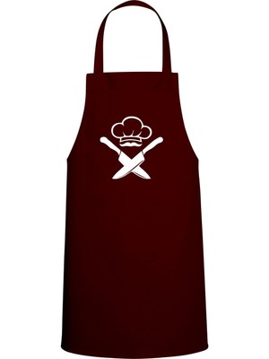 Chef Özel Baskılı Chef Mutfak Önlüğü Bordo