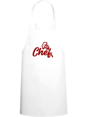 Chef Yazısı & Şapka Tasarım Özel Baskı Chef Mutfak Önlüğü Beyaz